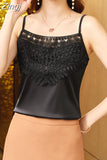 Women Blouse Floral Satin Elegant Blouses Hollow Sexy Tank Tops Camisole Slim Solid Womens Tops 2023 Summer Female