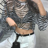Women Cool Streetwear Zebra Print Thin Summer Sun-proof Mesh Design Leisure College Ulzzang Popular New Stylish Ins