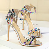 Zingj Roman Style Women's Shoes With Ultra High Heel Open Toe With Hollow Color Rivet