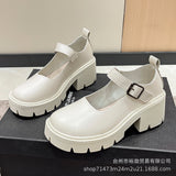 Zingj Head Small Leather Shoes Female British Wind 2023 New Spring Jk Uniform Thick Platform Korean Version Lady Mary Jane Shoes-Outfit