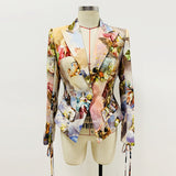 New Fashion Rope Repair Waist Retro Renaissance Angel Printed Suit