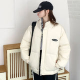 2024 Winter New Style Lazy Down Cotton Clothes Female Loose Standing Collar Short Cotton-Padded Jacket And Thick Bread Batch-Outfit