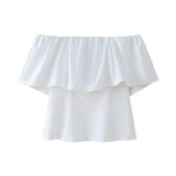 2024 New Street Style One-Word Open-Shoulder Simple Blouse