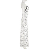 White Polka Dot V-Neck Maxi Dress- Outfit