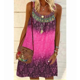 Summer Dress 2022 Bohemian Printed Casual Loose Sleeveless Sling Dresses Female Holiday Plus Size A-Line Mini