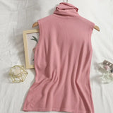 sweater vest autumn spring simple solid knitted turtleneck tank top women cozy