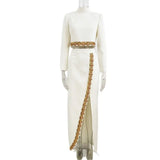 Star Fashion New Heavy Industry Embroidered Studs Short Blouse Dress Set Two
