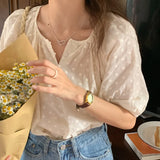 Zingj Chic Gentle Small Pure And Fresh Round Collar Stereo Jacquard Single Breasted Loose Versatile Bubble Sleeve Shirt Jacket