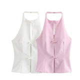 New Collar Bow Decoration Solid Color Blouse