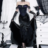 Autumn Fashion Sexy Hot Girl Long Dress Dark Gothic Temperament Slim Buttocks Fishtail Skirt