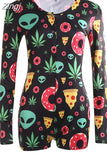 Women Bodysuit Long Sleeve Deep V Neck Bodycon Stretch Leotard Crop Top Button Short Romper Pajamas Women Jumpsuit