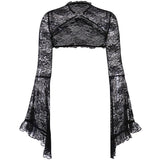 Women's Wear Autumn And Winter New Horn Sleeve Sexy Lace Hollowed-Out Cheongsam Buckle