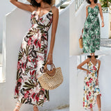 Zingj Women's Dress Station Summer Print Collection Waist Long Sling