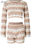 Women Y2k Knit Two Piece Set Cutout Long Sleeve Crop Top Bodycon Mini Skirt Outfits Casual Party Club Streetwear