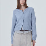 New Knitwear Women's Long-Sleeved Round-Neck Button Solid Color Sweater Knitted Cardigan Top