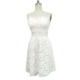Zingj Hot Style Women's White Floral Wrapped Breast Bridesmaid Fluffy Middle Dress Evening Dress A