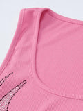 Rhinestone Winged Heart Ribbed Cropped Tank Top- Outfit