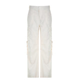 Zingj Wind Large Pocket Stitching Pleated Casual Pants Women 2023 Autumn Straight Pants New Pants