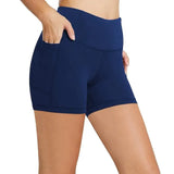Yoga Pants Pocket High Waist Elasticity Pure Color Breathable Exercise Running Training Fitness