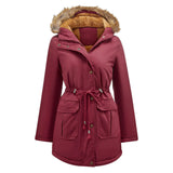 Winter Jacket Women Parka Fashion Long Coat Wool Liner Hooded Parkas Slim With Fur Collar Warm Snow Wear Padded