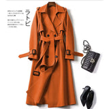 Zingj Female In The Long 2024 Spring And Autumn New Korean Version Of Large Size Popular British Wind Coat Over The Knee Black Coat