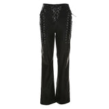 Fashion High Waist Straight Ankle Tied Slim