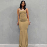 Sleeveless Bodycon Long Skims Dress Women Off The Shoulder Sexy Slim Backless Maxi Dresses Summer Vestidos Mujer