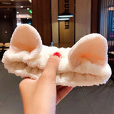 New OMG Letter Coral Fleece Wash Face Bow Hairbands For Women Girls Headbands Headwear Hair Bands Turban Hair