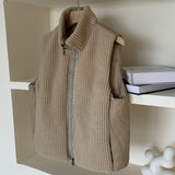 High-End White Duck Down Down Vest Female 2024 Autumn And Winter Thick Knit Stitching Warm Vest Vest Coat Tide-Outfit