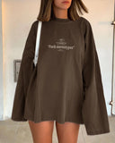 Letter Print Oversized Sweatshirts Women Brown Green Autumn Winter Y2K Long Sleeve Black Loose Pullover Brown