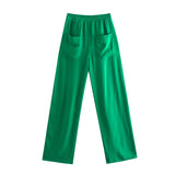 Spring Pocket Baggy Shirt Elastic Waist Pant
