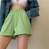 Shorts Solid Cotton Cozy Simple Casual Loose Hipsters Running Breathable All-match Streetwear Hot Teens Wide Leg
