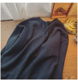 Zingj Autumn And Winter New Large Version Of Korean V-Collar Solid Color Lazy Breeze Loose Sweater