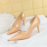 Zingj Fashion Simple Sexy Nightclub Show Thin Heel Ultra High Heel Side Hollow Shallow Metal Single
