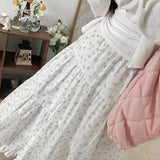 Aesthetic Floral Ruffled Maxi SkirtOutfit