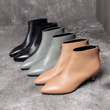 Zingj Women's Boots 2023 Autumn And Winter New Low-Heel Foreign Style Small Bare Boots Thin Heel Cowhide Rear Zipper With Short