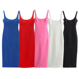 New Spring Style Solid Color Medium And Long Version Suspender Dress