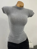 Collar T-shirt korean Transparent Short-sleeved Slim-fit Elastic Solid Inner Bottoming Shirt Sexy Big Chest