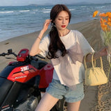 Sleeve T-shirts Women Popular Simple All-match Lovely New Arrival Ins College Leisure Korean Style Cosy Loose Elegant