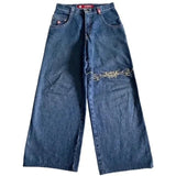 Zingj Year's Hot Classic Retro Y2K Loose Letter Jeans High Street Leisure Punk Style Is Wide. 211-1-Outfit