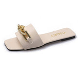 Zingj Large Sandals And Slippers For Women In Summer 2023 The New One-Shaped Metal Chain Is