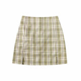 Color New Summer Harajuku Uniform Women Skirt Split Details Plaid Mini Skirt With Under Shorts Mini