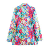 Summer Satin Printed Shirt Suit Jacket 8124496 Trousers