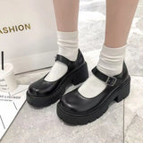 Summer Large-Size New Mary Jane Women's Shoes Thick Heel Thick-Soled JK Uniform Single-Shoe High-Heeled Women's Retro