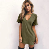Women's Solid Color V-neck Halter Hollow