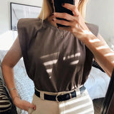 Sleeveless Top Female O Neck White Women Blouse Shirt Ladies Loose solid Chic Casual Blouses Black Cotton