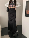 High Waist Split Women Skirts Y2k Aesthetic Spring Solid Irregular Harajuku Skirt Slim All Match Casual Fashion