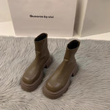 Zingj Boots Women's Thick Bottom Versatile White Plus Velvet Martin Boots Women's British Wind 2024 New Autumn And Winter Boots Women's
