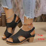 Sandals Women Large-Size Cool Slippers Thick-Soled Fish-Mouthed Sandals Women Hollow Buckle Fashion Roman Sandals