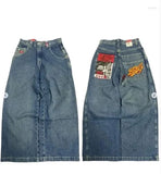 Zingj Year's Hot Classic Retro Y2K Loose Letter Jeans High Street Leisure Punk Style Is Wide. 211-1-Outfit